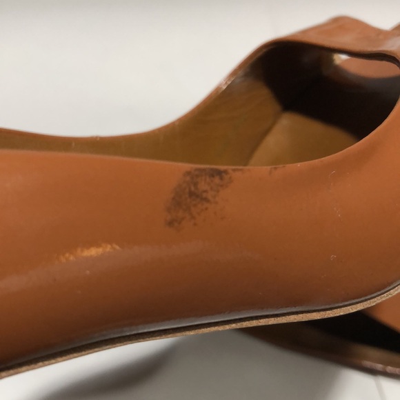 RICHARD TYLER Tobacco Rumba Genuine Patent Leather Peep Toe Pumps size 8.5 - Picture 6 of 12